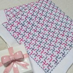 刺し子ふきん  (十字つなぎ・バレンタインカラー)