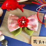 雛祭り＊めでたいダブルリボンのベビーヘアクリップ♡お祝い、七五三、初節句、雛祭り、お正月に♫