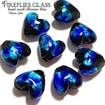 【青の幻想!!】ホタルガラス✧ハートシェイプ【美しい輝きと神秘の色彩✧】縦横約１０mm【２個】セット