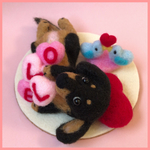 愛を伝える ダックス  クッションver.☆ブラックタン☆羊毛フェルト