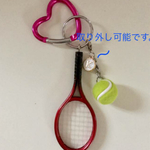 テニスラケットイニシャル付きキーホルダー