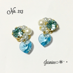 ブルービジュー×スワロハートのキラキラピアス♡