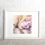手描き油絵フレーム付き- Girl- rainbow-