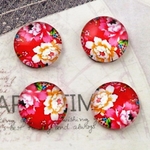 【直輸入】花プリント*貼り付けカボション*10個セット*12mm