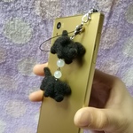 【羊毛】ころころラブラドール(黒)兄弟ストラップ(イヤホンジャック付)【犬】