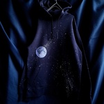 手描き　blue moonパーカー　men's