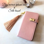お得な2点セット 手帳型 iphoneケース&シルクタッセル プレゼントに iphone8 iphoneX iphone8plus iphone7 iphoneSE 大人可愛い贈り物 ギフト ミラー付