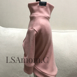 ハイネックスムースニットＴシャツ（アッシュピンク）M、L