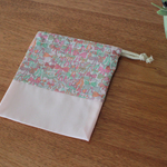 《完成品》 リバティ 巾着（小）【Jenny's Ribbons】パウダーピンク《入園・入学》 