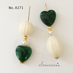 No.A271 お洒落 Green × White*⑅︎୨୧ ピアス / イヤリング