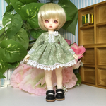 iMda1.7サイズ　長袖ワンピース/花柄みどり
