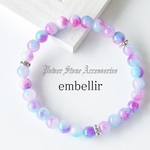 ＊6mm キャンディジェイド＊ブルー&パープルピンク/天然石/パワーストーンブレスレット