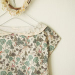 2018ｓ/ｓ　新柄　Liberty:Doe A Deer 　フレンチスリーブブラウス（イノセントな白襟）