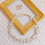 ＊結婚式・二次会に＊  パールとビジューのフリルチョーカーネックレスとイヤリング　＊セット販売＊