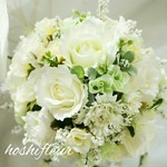 ブーケ ブートニア♡白ウエディングブーケ白ウェディングブーケ白造花ブーケ結婚式白ブーケ造花ブーケ白ラウンドブーケナチュラルブーケウエディングブーケウェディングブーケ
