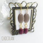 グレージュ＆ボルドーのおしゃれピアス♡