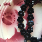 【4コセット】czech beads #チェコビーズ flower 14㎜ DAISY 梅 ジェットブラック