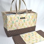 kunoe様オーダー分＜もっと＊ことり＞帆布インコ柄キャリーバッグ（ベージュ）　Mサイズ用　通院バッグ