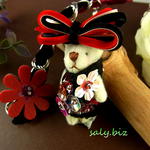 saly☆おめかしクマ姫のバッグチャーム