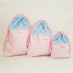 オーダー品　パステルカラーなミニボンボンの巾着（受注制作）