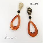 No.A278 おおぶり 大人 ✧︎琥珀の雫 × アンティーク ピアス / イヤリング