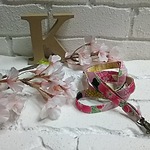 ネックストラップ（和柄花、ピンク）