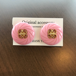 春色ピンクrétroアンティークボタンピアス🌸