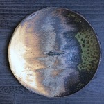 粉引灰釉丸皿　21㎝[0344]