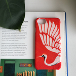 【KIMONO】アンティーク着物のiPhoneケース・朱に白鶴