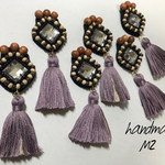 再販♡ウッドビーズ刺繍のタッセルピアス♡イヤリング対応