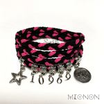 New 黒ピンク 10969 ４連ブレスレット