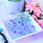 フローライトとお花のアクセサリートレイ（オーシャングリーン