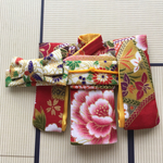 オビツ11 晴れ着（えんじ・扇と花文様）