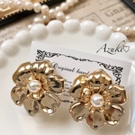 春夏☆レトロ風 大ぶりフラワーピアス/花イヤリング 