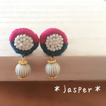 【再販】＊jasper＊ビーズ×刺繍アンティーク調イヤリング《送料無料》