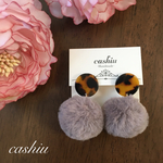 べっ甲×ポンポン ピアス/イヤリング