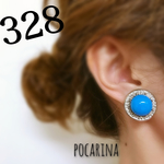 328＊ターコイズカラーのアンティークボタン イヤリング ピアス ハンドメイド