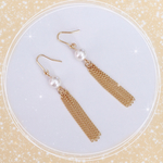 【SALE】タッセルチェーン×パール　ピアス　◇イヤリング可能