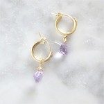 送料無料14kgf*宝石質 Pink Amethyst Triangl pierced earring /earring