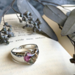 「 girls fight ring 」 pink ドライフラワーのぷっくりハートリング