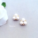 トライアングル❤️コットンパールピアス