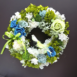 プリザーブドフラワーリース＊薔薇と紫陽花＊小鳥と一緒＊