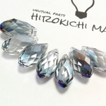 初夏感謝セール　6個セット　ガラスビーズ　レインボーメタリック　25x12mm