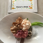  【Hana's shop❤】薔薇コサージュ  リボンコサージュゴールドベージュ系 送料無料