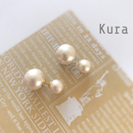 [ダブルコットンパールのバックキャッチピアス/イヤリング