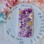 「流行色・紫」押し花 ケース Galaxy/Xperia iPhoneX/8/8plus/7/7plus/6s/6/6plus/6splus/5s/5/SE 