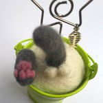 バケツ猫（メモクリップ＆針刺し）　シャム猫