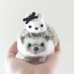 【1/28販売】ハリネズミ帽子 しろくま リボンバージョン