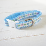 【在庫処分価格】15～19cm★1cm幅★花柄★首輪（水色）