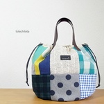2wayかぼちゃバッグ(various patch -blue x green-）